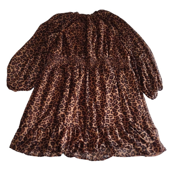 NWT Old Navy XXL Tall Animal Print Long Sleeve Keyhole Back Stretch Dress - Picture 2 of 14